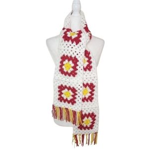 Handmade Crocheted Granny Square Scarf, OS Long